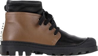 Loewe Loewe Logo Tab Combat Boots in zwart en bruin leer
