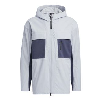 adidas Mens adidas Solid Color Hooded Zipper Jacket Deep Navy Blue HE5134