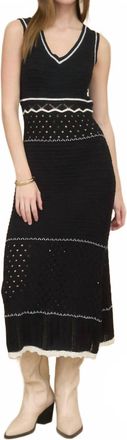 Blu Pepper Nadia Crochet Midi Dress In Black
