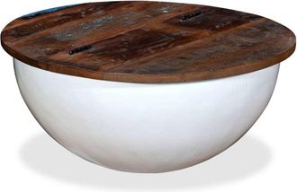 vidaXL Coffee Table Solid Reclaimed Wood White Bowl Shape Vidaxl