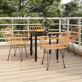 vidaXL Juego De Comedor De Jard&iacute;n 5 Piezas Rat&aacute;n Sint&eacute;tico Vidaxl