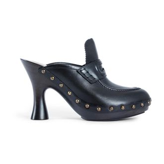 Burberry Zwarte leren hakken met studs en uitsparing - Dames - Muiltjes - Zwart - 36 EU - Leer - Schoenen