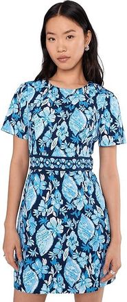 Lilly Pulitzer Brynne Stretch Shift Womens Dress Low Tide Navy Seashell Splendor Engineered Woven Shift : 10, Cotton/Spandex