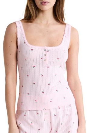 Etam Katell Pointelle Cotton Pajama Tank in Imp Fond Rose at Nordstrom, Size X-Small
