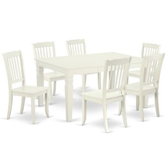 East West Furniture Dining Room Set Linen White, WEDA7-LWH-W