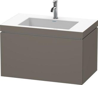 Duravit Lavabo Para Muebles Duravit L-cube C-bonded Con Base, Colgante, 80x48 Cm, 1 Extra&iacute;ble, Sin Rebosadero, 3 Agujeros Para Grifos, Color: Flanela Gris Sed