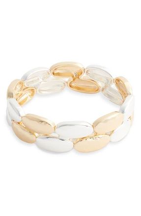 Nordstrom Two-Tone Oval Stretch Bracelet in Gold- Silver at Nordstrom