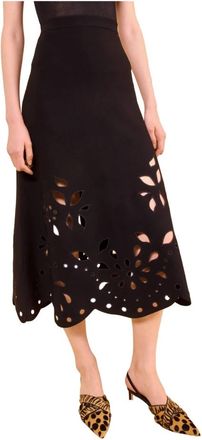 Ulla Johnson Grace Knit Midi Rok - Dames - Midirokken - Zwart - M - Polyester - Rokken