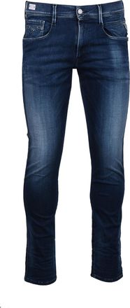 Replay Mens Anbass Hyperflex White Shades Slim Fit Jean Light Washed Denim - Blue Cotton - Size 34W/36L