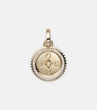Foundrae Internal Compass 18kt gold pendant with diamonds