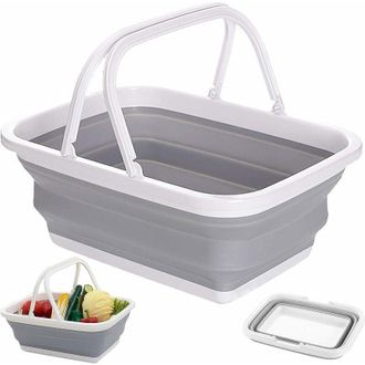 OEM Cesta De Lavander&iacute;a Plegable, Cesta De La Compra Rectangular Plegable, Caja Plegable Multifuncional Con Asa De Silicona Y Pl&aacute;stico Para Lavar Platos, 