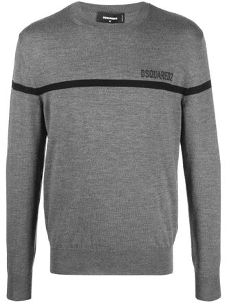 Dsquared2 Trui met geborduurd logo - Grijs