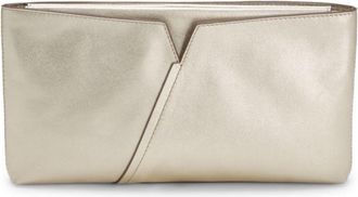 BOSS REVERS metallic-leather clutch bag with split topline