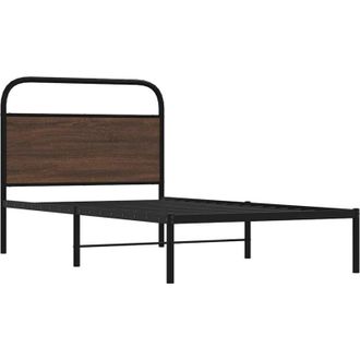 vidaXL Bed Frame Without Mattress 100x200 cm Brown Oak Engineered Wood Vidaxl