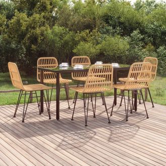 Berkfield Home 7 Piece Garden Dining Set Poly Rattan in Brown