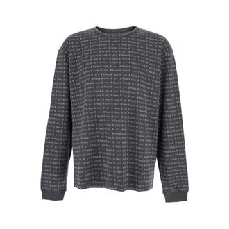 ERL Round-neck Knitwear, male, Gray, Size: XL Jacquard Cotton Sweatshirt