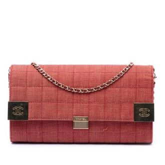 Chanel Pre-owned Square Quilted Denim Shoulder Bag - Dames - Pre-owned - Rood - Maat: ONE Size Denim