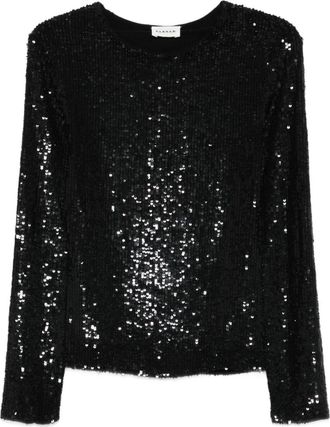 P.A.R.O.S.H. Womens Black Sequin Long Sleeve Top - Size X-Small