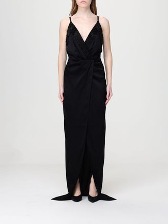 Elisabetta Franchi Long Satin Dress with Sequins