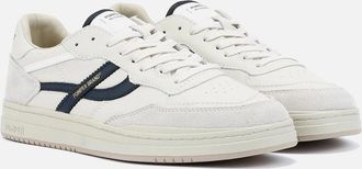 Pompeii Mens Pompeii Elan Leather Mens Ecru/Navy Trainers - White - Size: 10.5