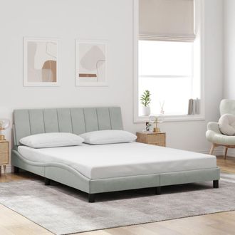 vidaXL Vidaxl - Estructura De Cama Sin Colch&oacute;n Terciopelo Gris Claro 160x200 Cm