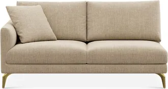 Castlery Lena Left Arm 2 Seater Sofa Customized, (Washed Chenille) Sand (Brass Legs), Machine Washable, Removable Covers for Sofas, Castlery