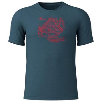 LOEFFLER Printshirt Cottage Merino-Tencel Merinoshirt f&uuml;r Herren | blau