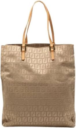 Fendi Pre-owned Tote Bags, female, Brown, Size: ONE SIZE Pre-owned Canvas Tote Bag