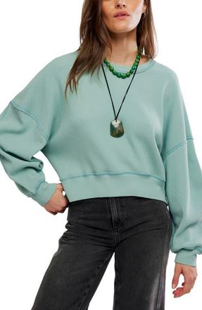 Free People Skyline Waffle Long Sleeve T-Shirt in Aqua at Nordstrom, Size X-Large