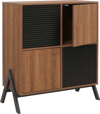 Hhg [NON UTILIZZATO] Comò HHG-996, armadio credenza highboard con ante e scomparti, MDF metallo melamina 94x79x40 cm, naturale