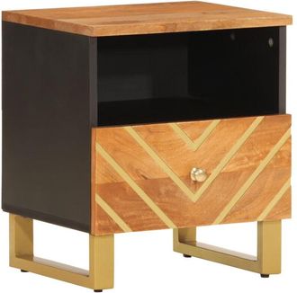 vidaXL Comodino Marrone e Nero in Legno Massello di Mango - Vidaxl