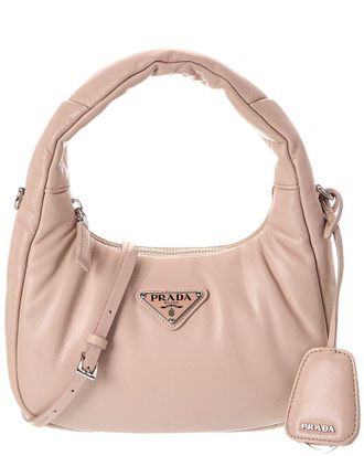 Prada Logo Padded Mini Leather Hobo Bag