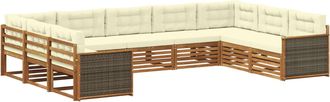 vidaXL Conjunto De Sof&aacute;s De Exterior 9 Uds. Natural Y Crema Vidaxl