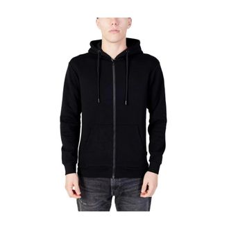 Jack & Jones Jack & Jones, Zip-throughs, male, Black, Size: 2XS Black Polyester Hoodie Sweater