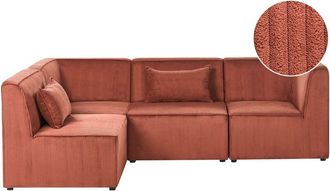 Beliani Modular Left Corner 4 Seater Sofa Golden Brown Corduroy 4 Seater Sectional Sofa Modern Design LEMVIG