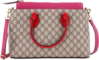 Gucci Linea A Convertible Tote Gg Coated Canvas And Leather Medium (Authentic Pre-Loved)