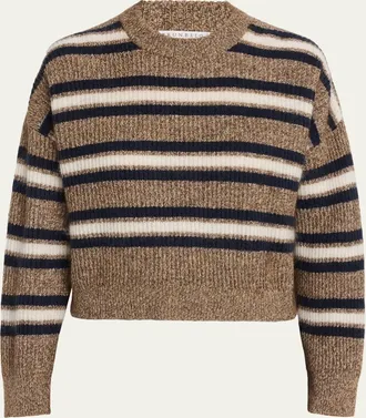Brunello Cucinelli Cashmere-Mohair Striped Sweater