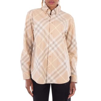 Burberry Check Cotton Shirt, Brand Size 10 (US Size 8)