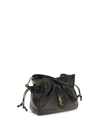Saint Laurent Womens Jamie Pouch With Strap Nero Lamb Ovis Aries Clutches