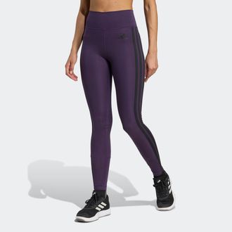 adidas Trainingstights ADIDAS PERFORMANCE OPTIME ESSENTIALS 3-STREIFEN 7/8-LEGGINGS, Damen, Gr. XS, N-Gr, aurora plum, schwarz, Obermaterial: 85% Polyester, 