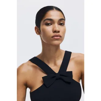 H&M Bow-detail Top in Black at Nordstrom, Size Xxx-Large