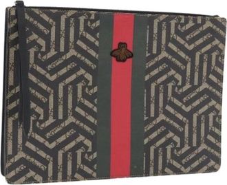 Gucci Pre-owned Vintage GG Canvas Clutch - Dames - Vintage Clutch - Bruin - ONE Size - Leer - Vintage