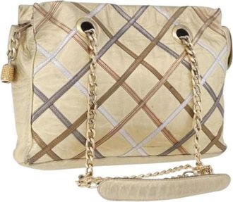 Bally Pre-owned Shoulder Bag - Dames - Vintage Schoudertas - Beige - ONE Size - Leer - Vintage