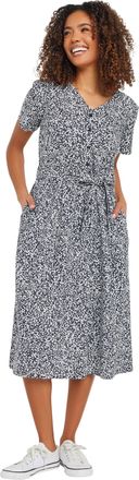 M&Co Womens Blue Spot Print Belted Midi Dress - Womens