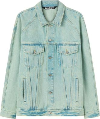 Palm Angels overdyed denim jacket - men - Cotton/Polyester/Cotton - M - Green