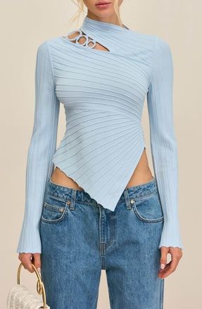 Cult Gaia Tayla Rib Asymmetric Top in Coastal at Nordstrom, Size Medium