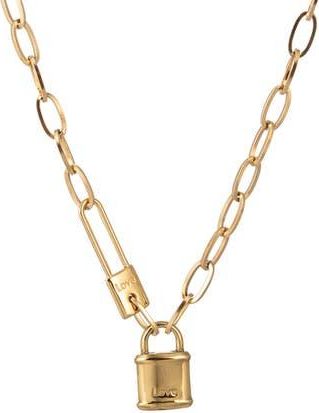 Eye Candy Los Angeles Lock Pendant Necklace in Gold at Nordstrom Rack