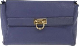 Ferragamo Pre-owned Leren Schoudertas - Dames - Vintage Mini Tas - Blauw - ONE Size - Leer - Vintage