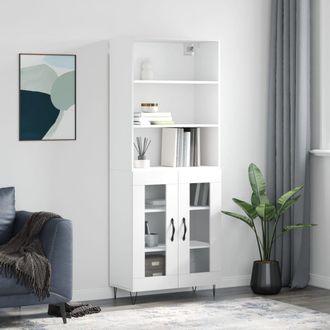 vidaXL Vidaxl - Aparador Alto Madera Contrachapada Blanco 69,5x34x180 Cm