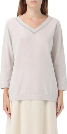 Fabiana Filippi Cashmere V-hals Pullover Trui - Dames - Cashmere truien - Wit - M - Truien & Vesten